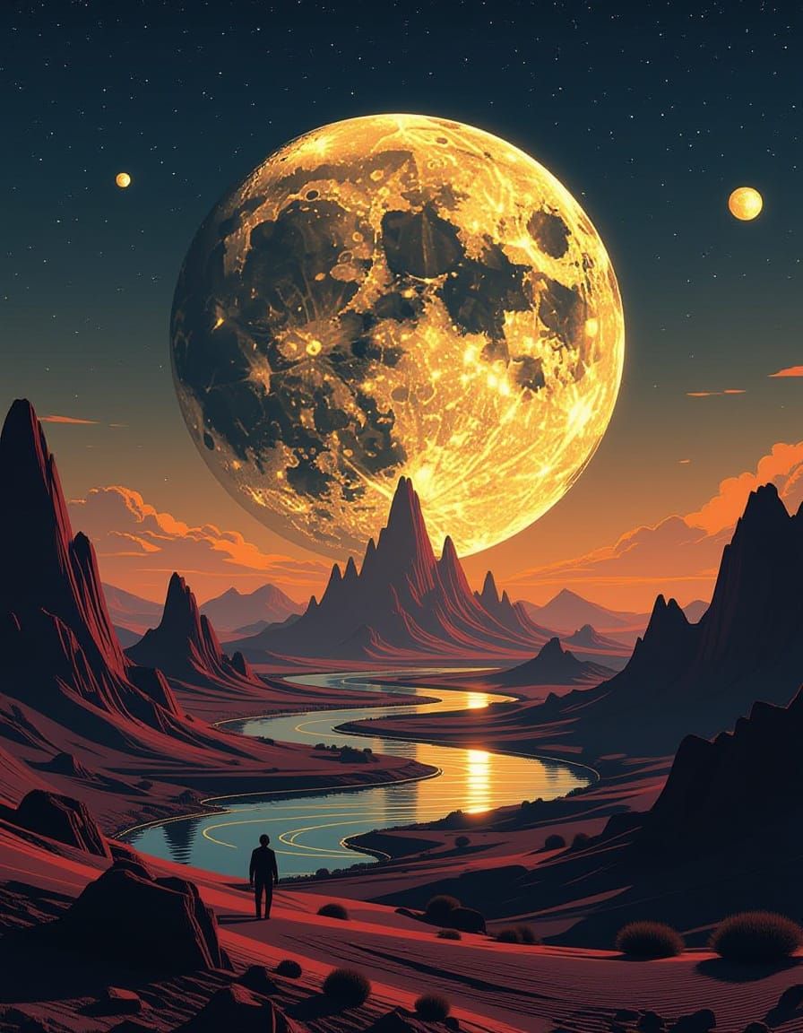 Futuristic Sci-Fi Moonscape Glowing with Possibility