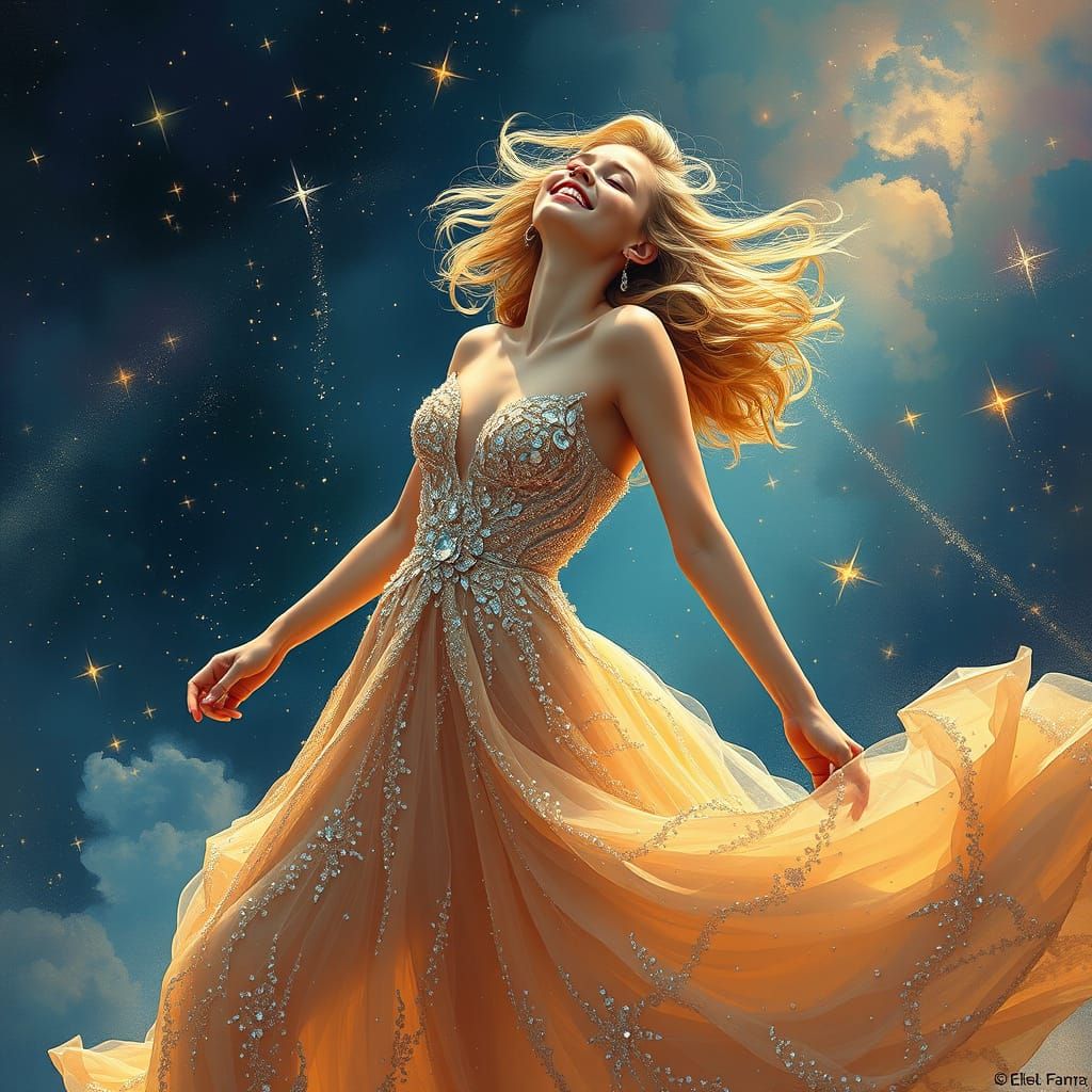 Elle Fanning in a Celestial Evening Gown, Inspired by Futuri...