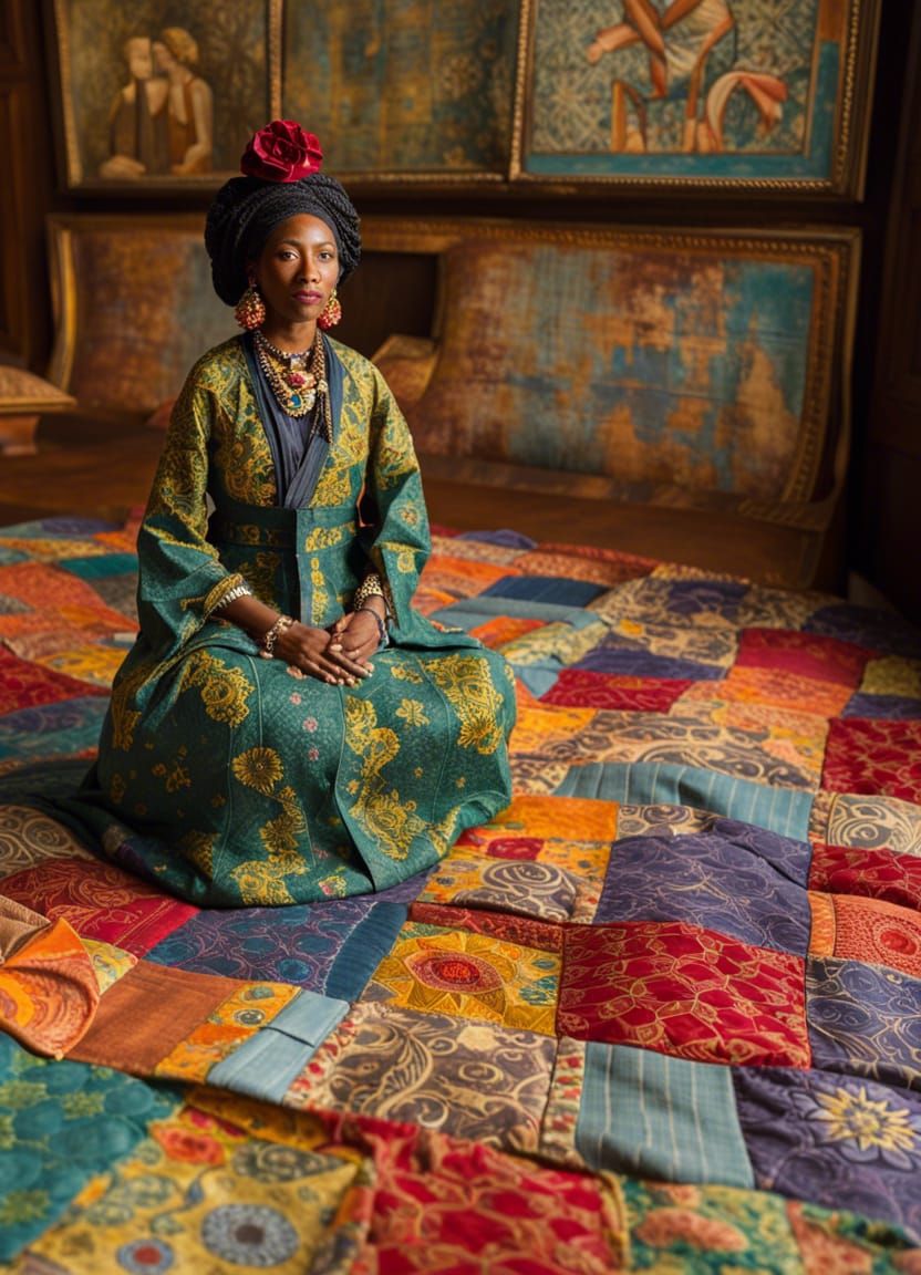 Abstract Textile Collage with Origami Elements