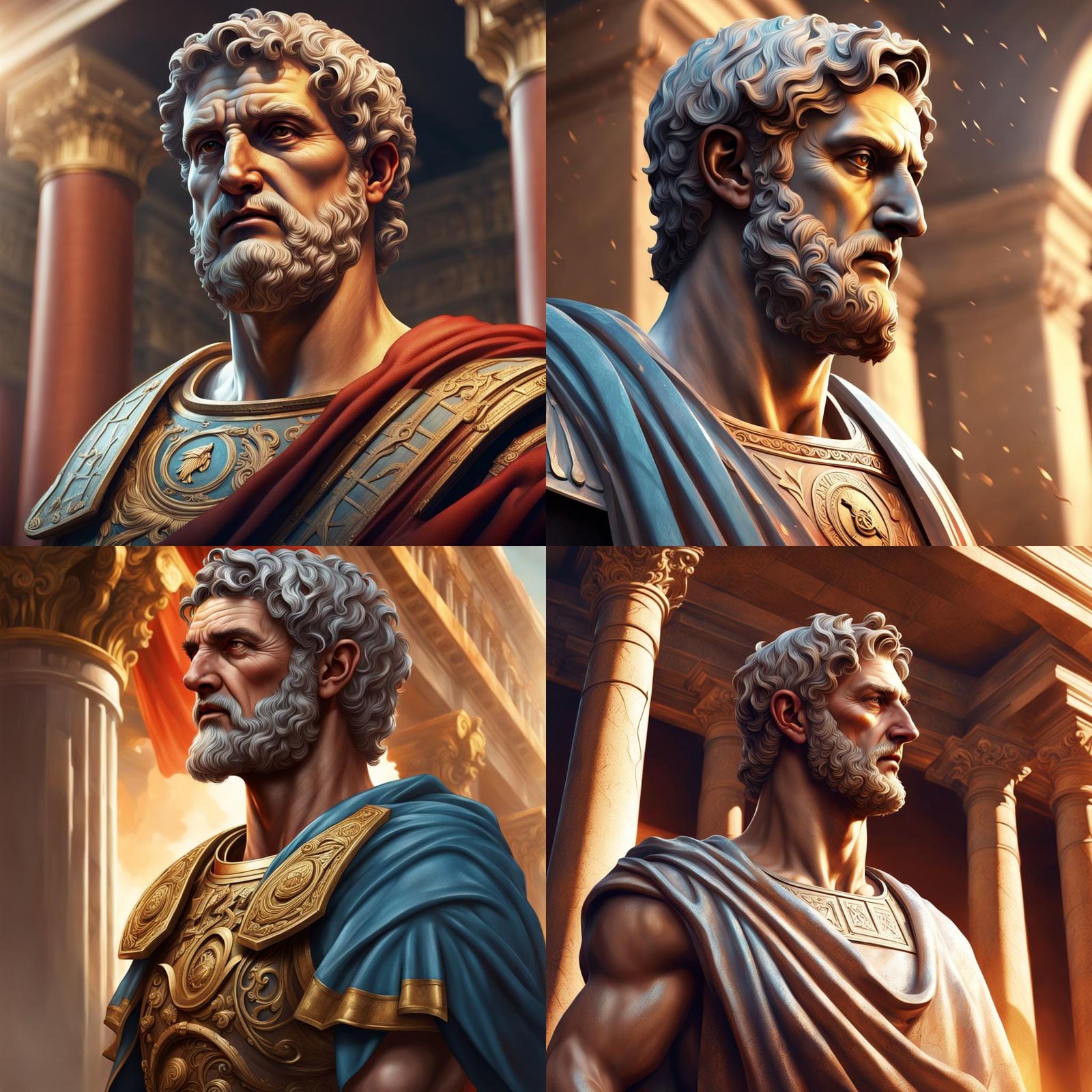 Hyperrealistic Roman Senator Portrait in Splash Art Style