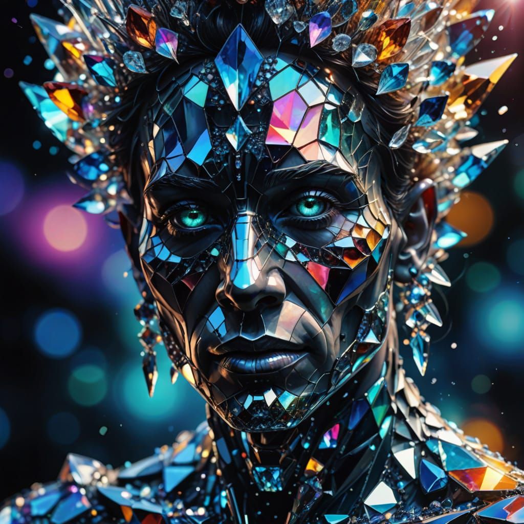 Dreamlike Portrait of a Humanoid with Crystal Skin