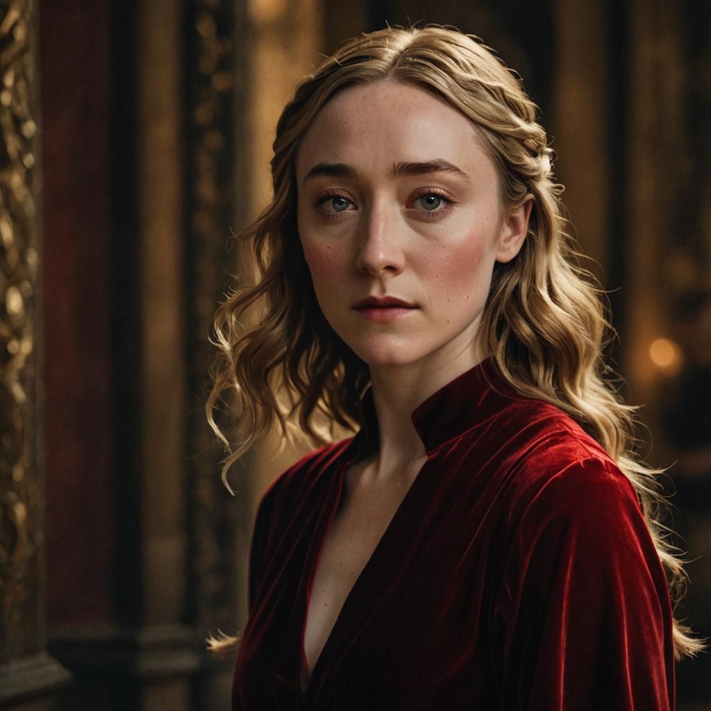 Saoirse Ronan in a sensual full body red dreess