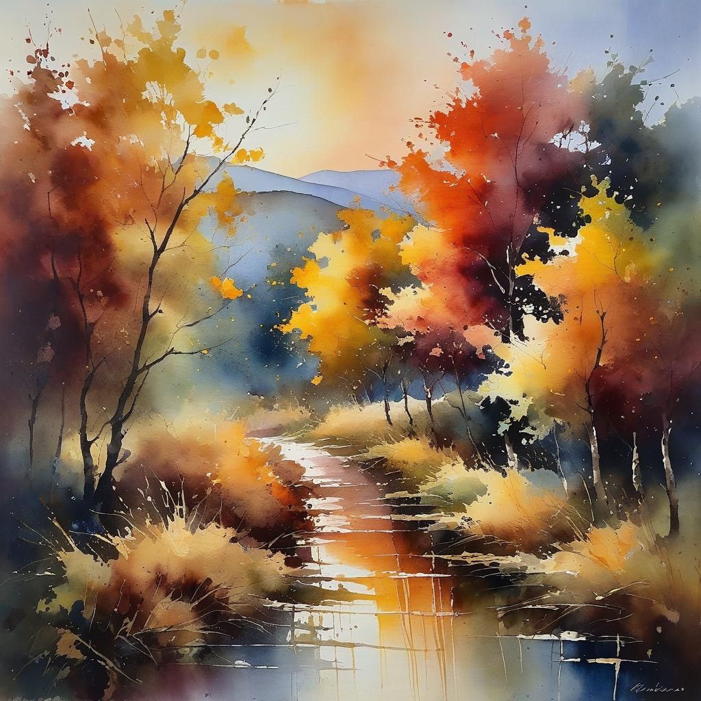 Colorful Watercolor Painting with Intricate Details