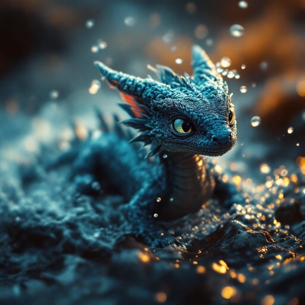 Water Dragon Cub in Cinematic Lighting