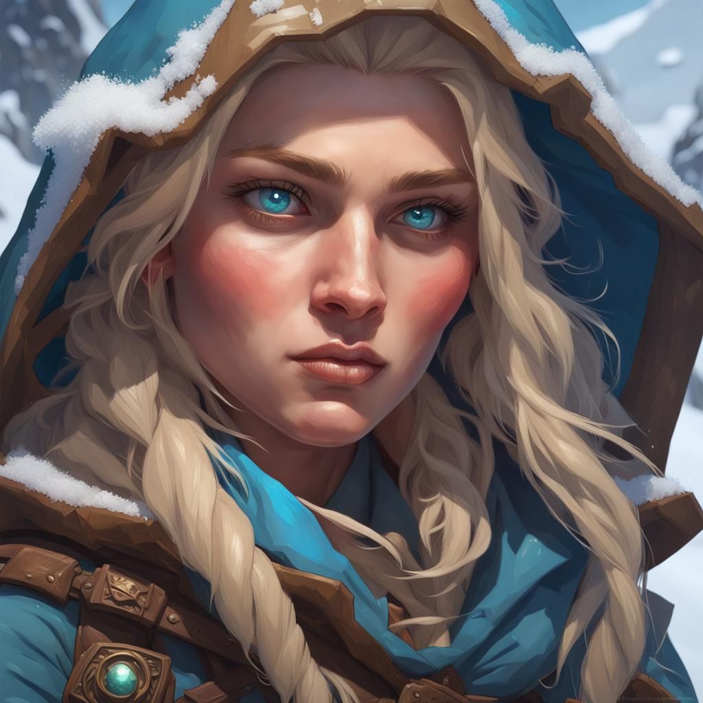Mountain Dwarf Ranger in Snow, Hyperdetailed Portrait