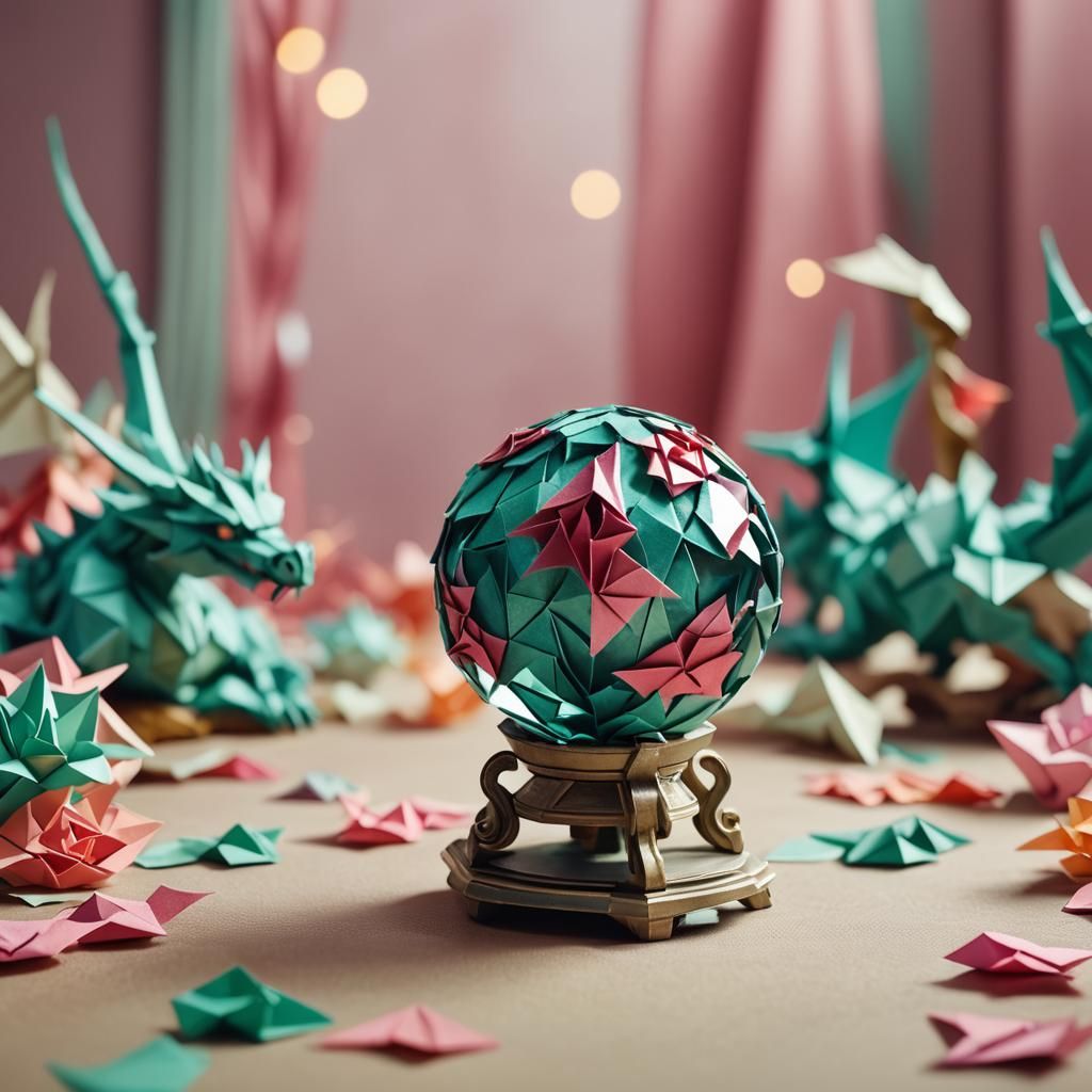 Origami Papercraft: Dragon Bloodstone Crystal Ball