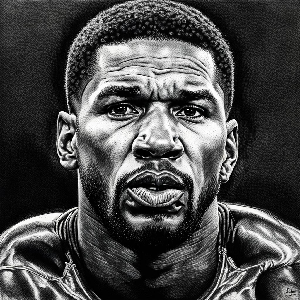 Hyperdetailed Charcoal Drawing of Anthony Joshua