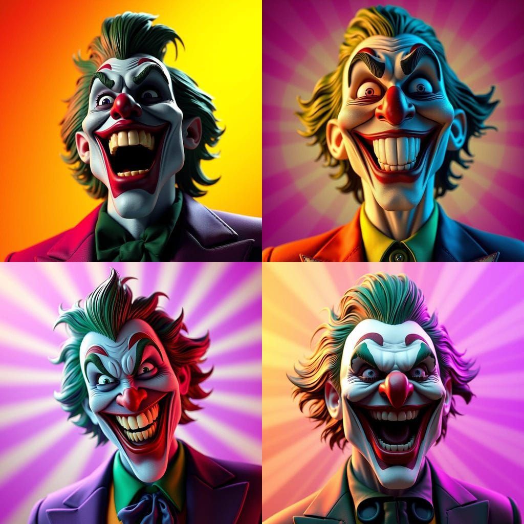The Joker's Maniacal Grin in Vibrant Cyberpunk Style