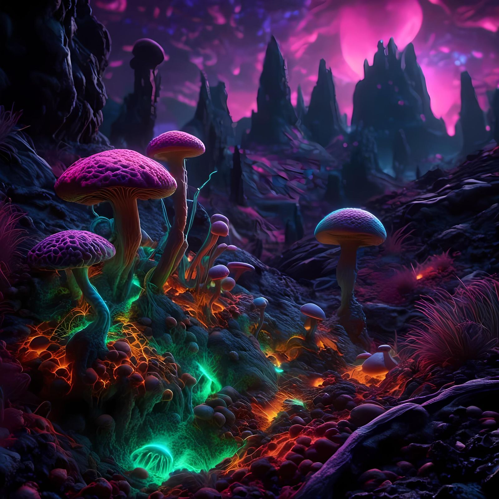 Alien Landscape Macro Photography in Giger Style