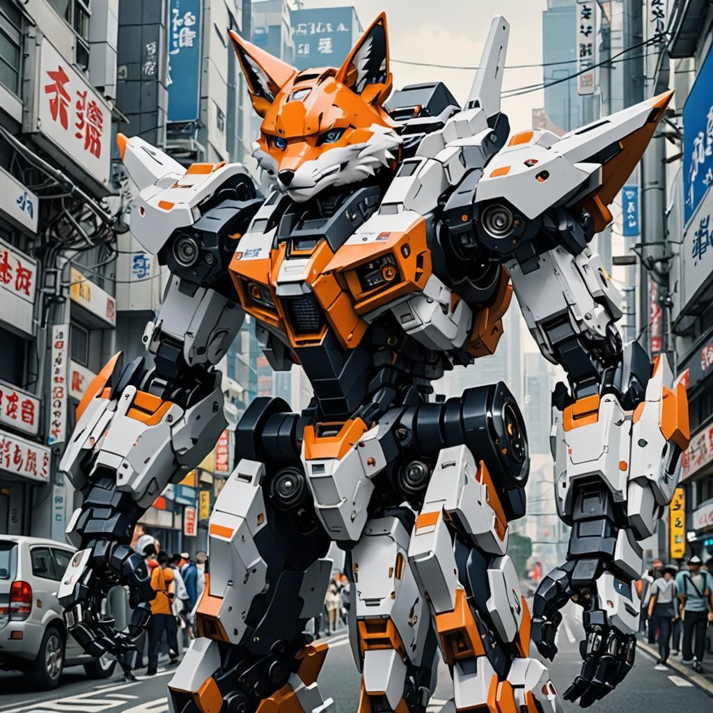 Anime Mecha-Fox in Manga Style