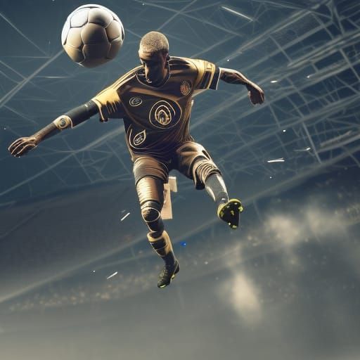 Futuristic Ronaldo as Mech Soccer Player in 8K