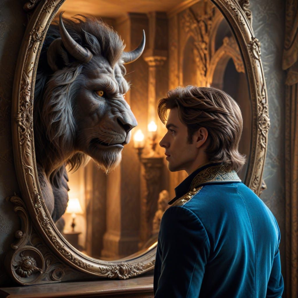 Prince and Beast Mirror Reflection in Castle