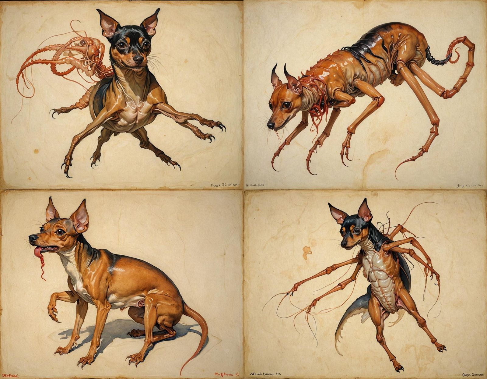 Nightmarish Mutant Creature Inspired by Medical Illustration