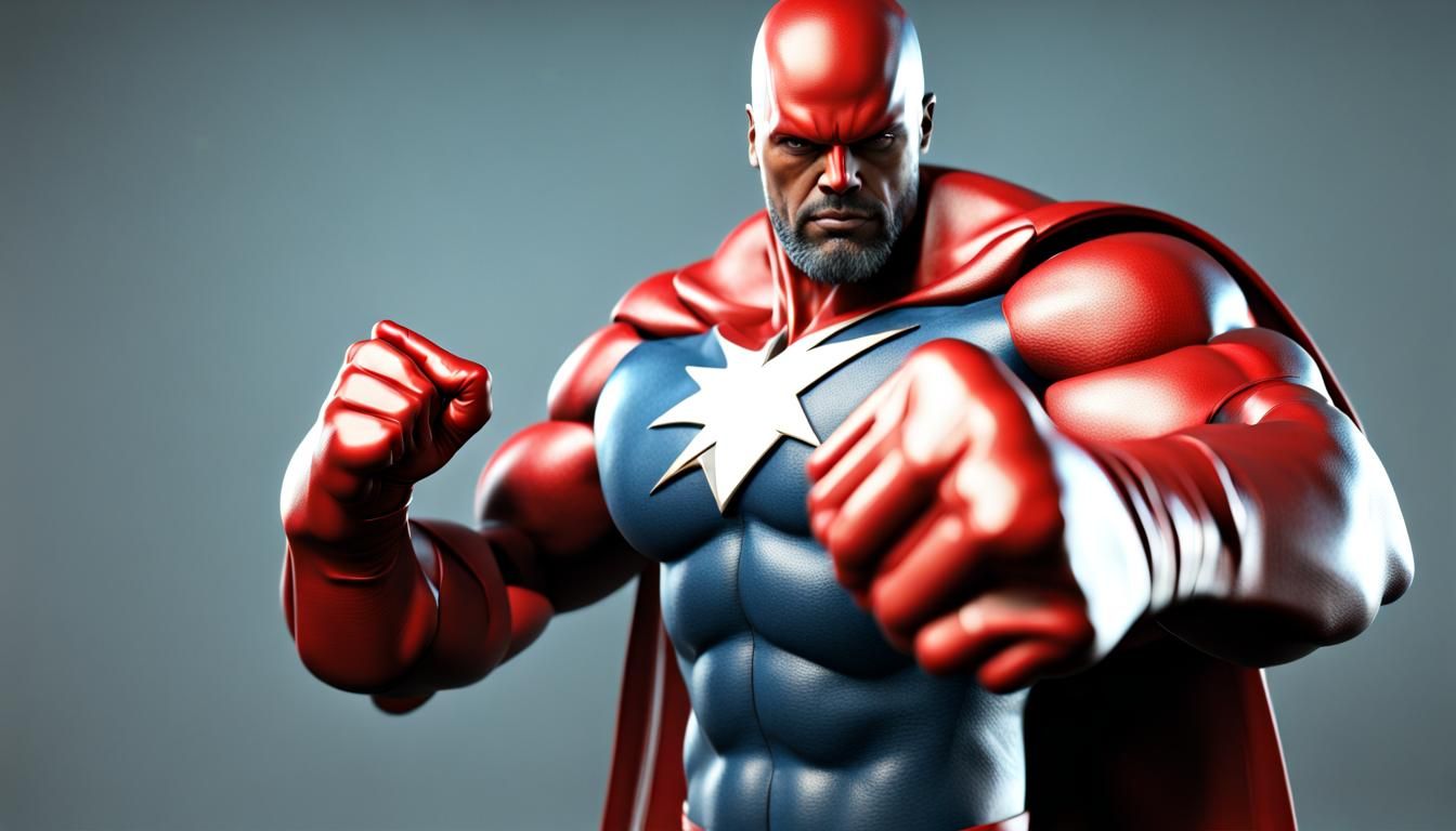 Superhero with Oversized Fist in 8K Resolution