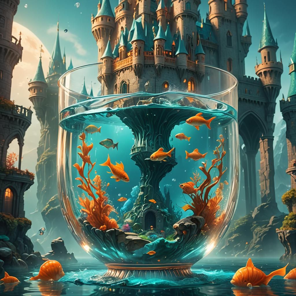 Underwater Kingdom in a Glass: Surreal Concept Art