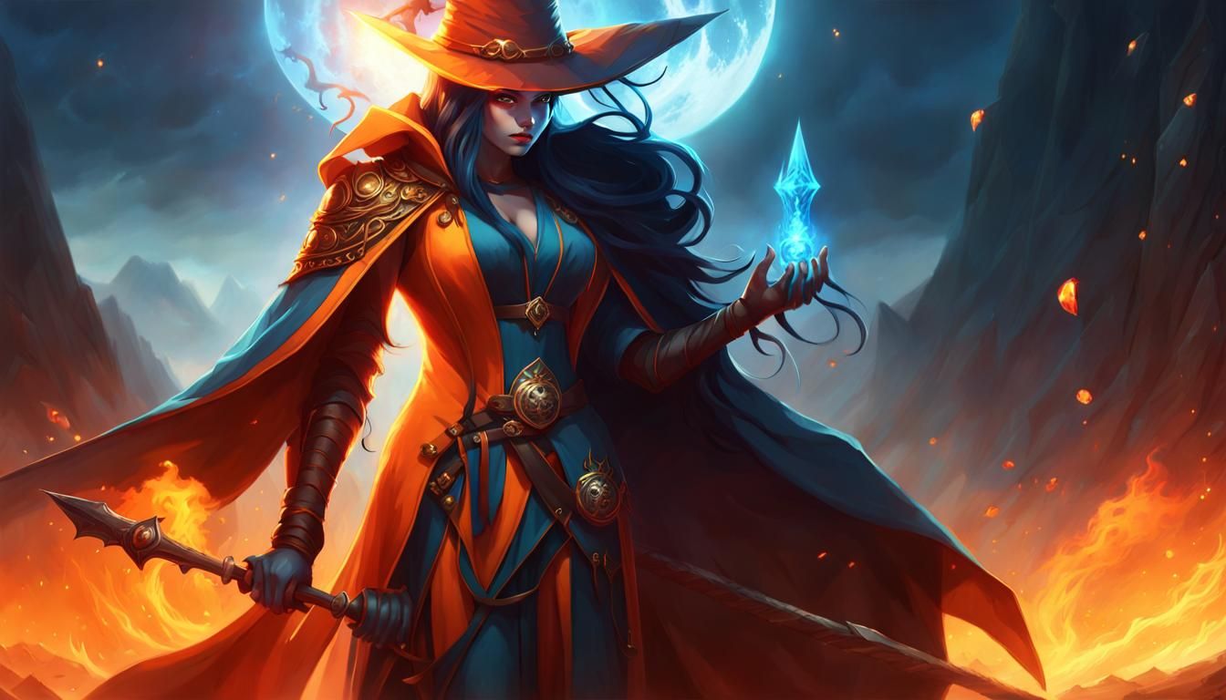 Blue Witch Ready for Battle in Wastelands