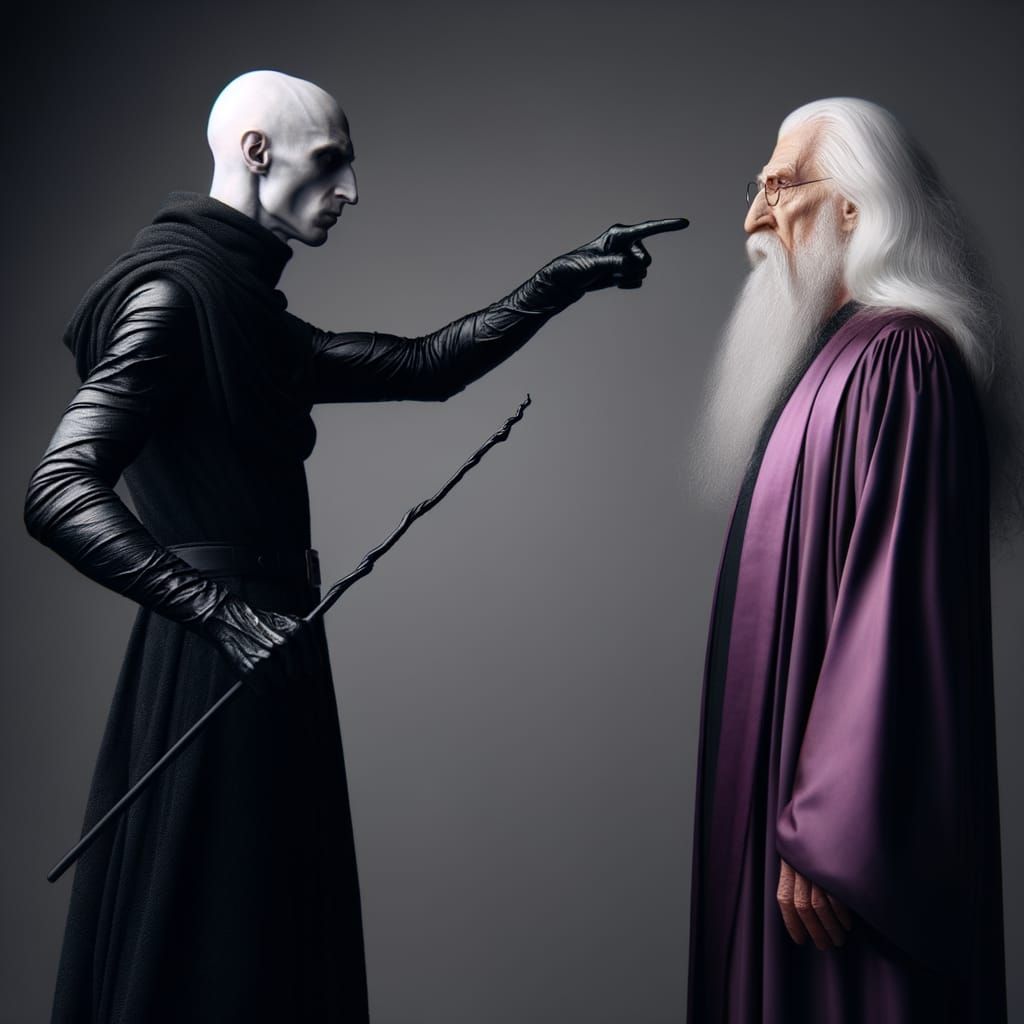 Malevolent Sorcerer Confronts Wise Sage in Dark Fantasy