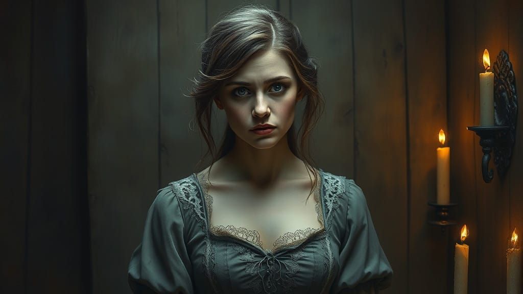 Mysterious Woman in a Haunting, Impasto-Inspired Portrait