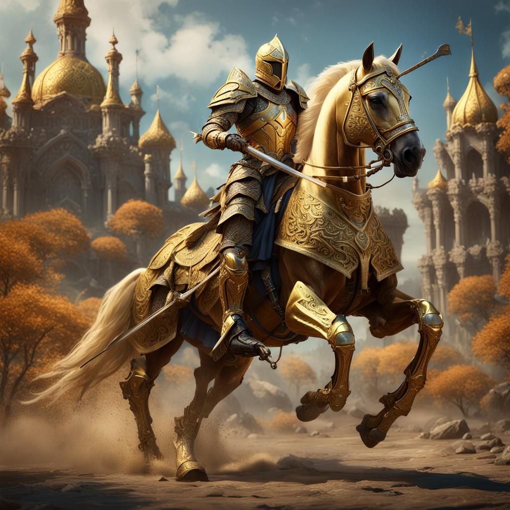 Golden Knight on Eight-Legged Horse