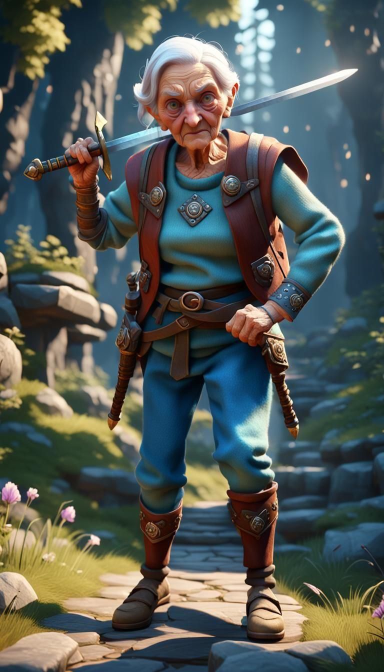 Granny's Epic Quest: 3D Cinematic Game Art