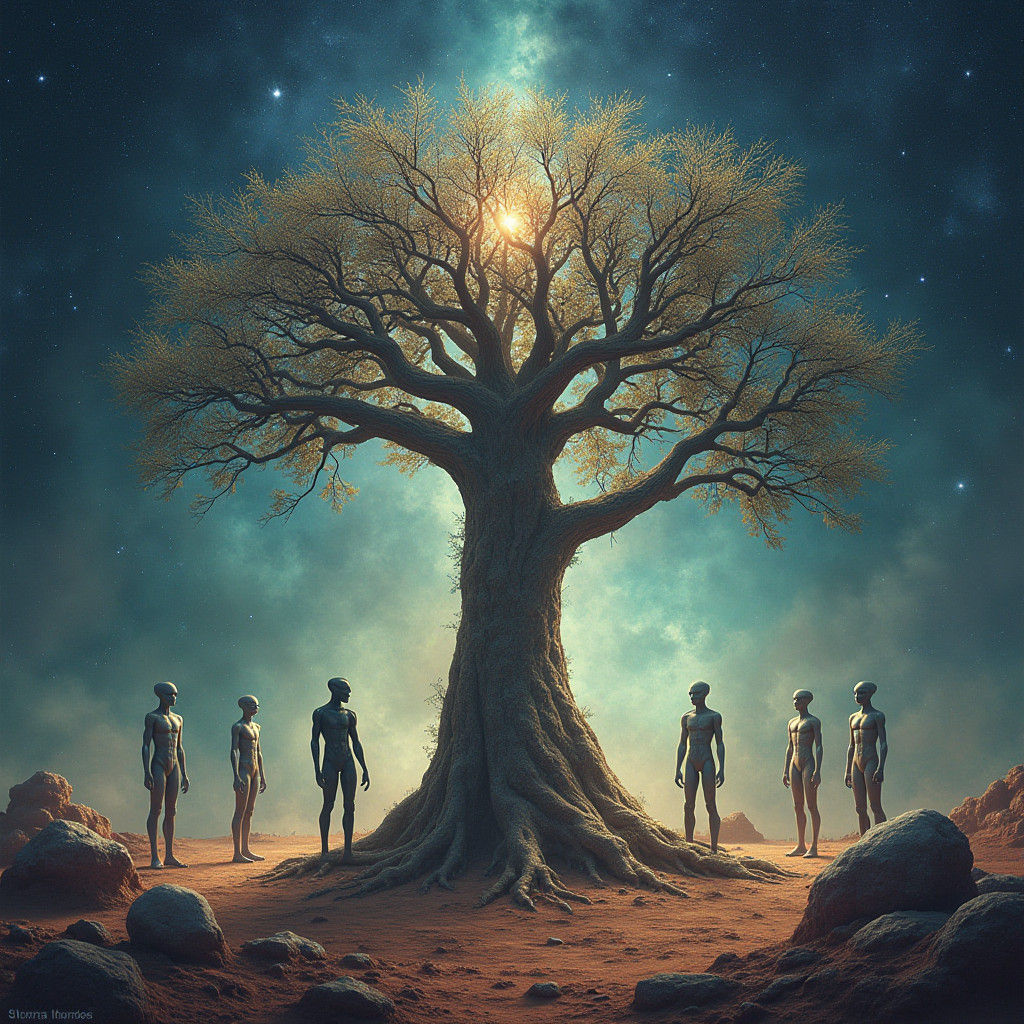 Ancient Alien Tree Surrounded by Worshippers