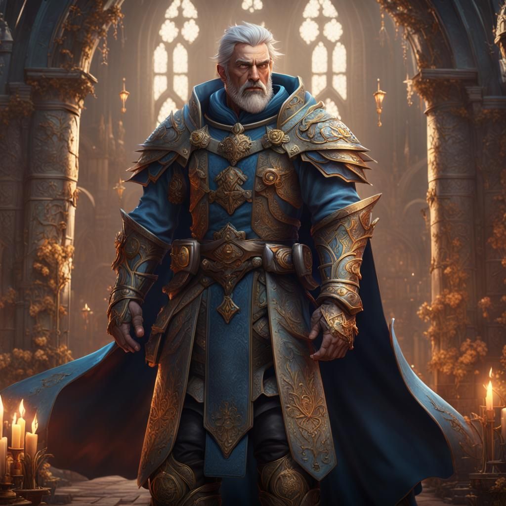 Detailed Male Cleric in Fantasy Concept Art