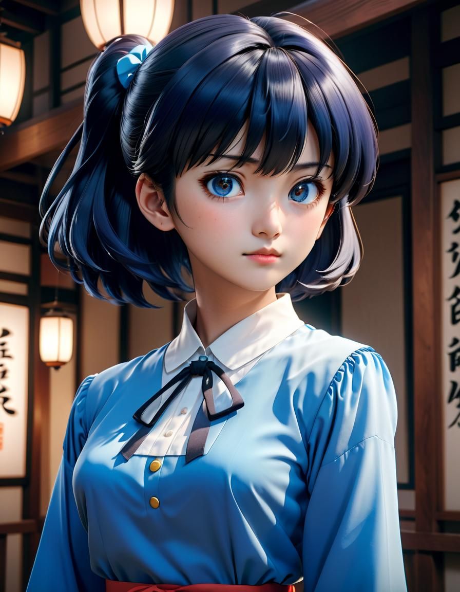 Akane Tendo Portrait in 3D Anime Style