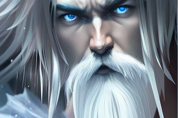 Icy Old Man Portrait in Detailed Digital Painting
