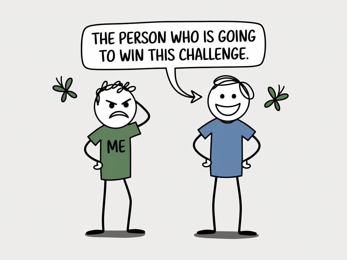 Confident Winner Outshines Envious Loser in Minimalist Carto...