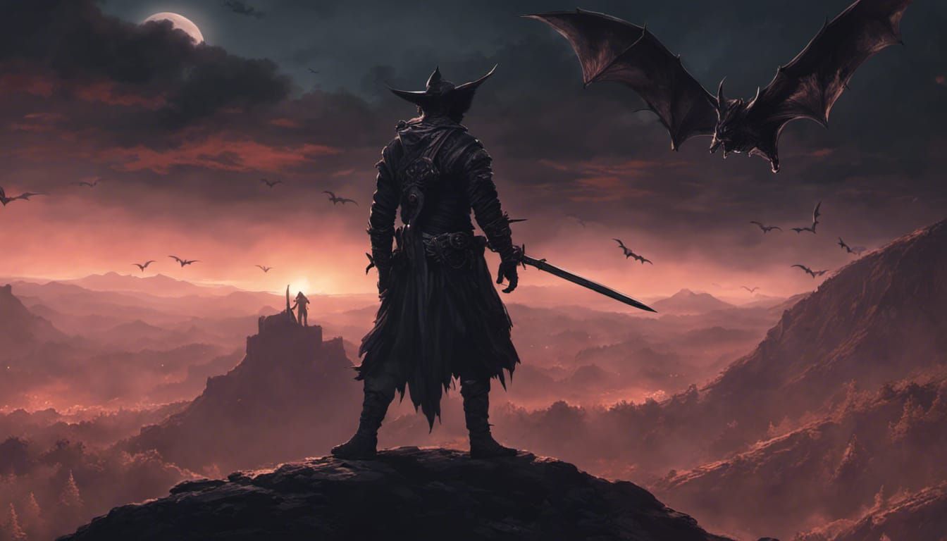 Shadow Warrior Unsheathes Sword Under Moonlight