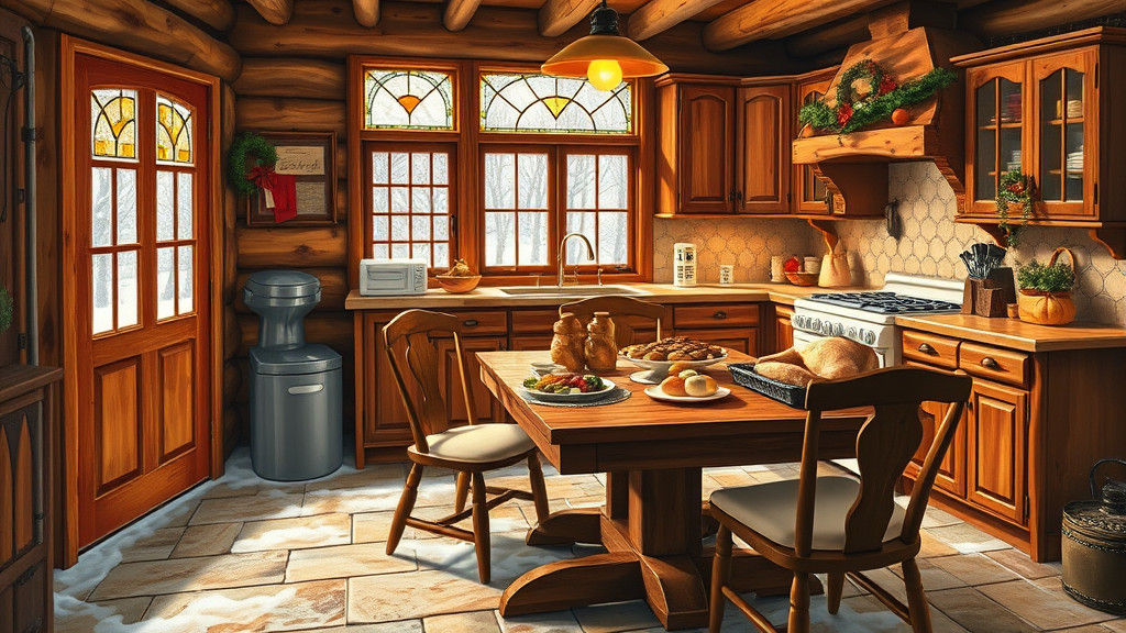 Warm Rustic Kitchen in Winter Wonderland