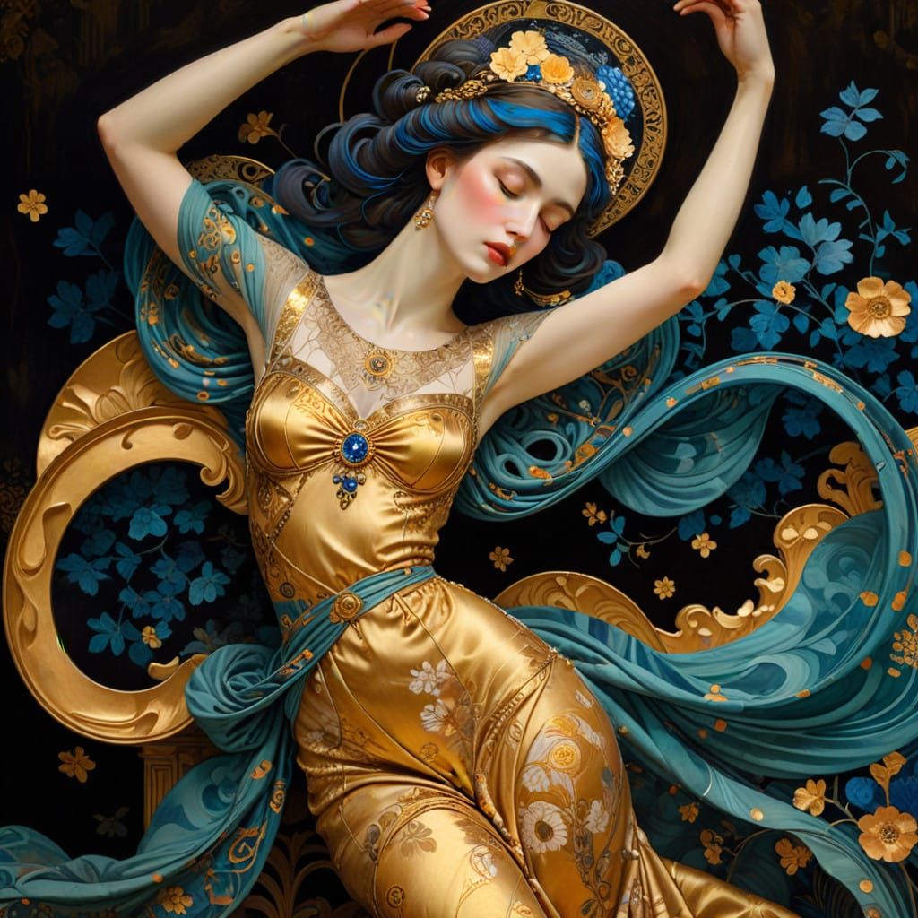 Elegant Woman in Opulent Baroque Setting