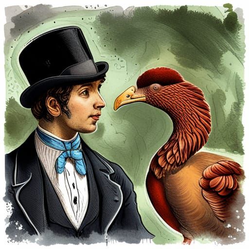 Victorian Dandy Dodo in English Garden