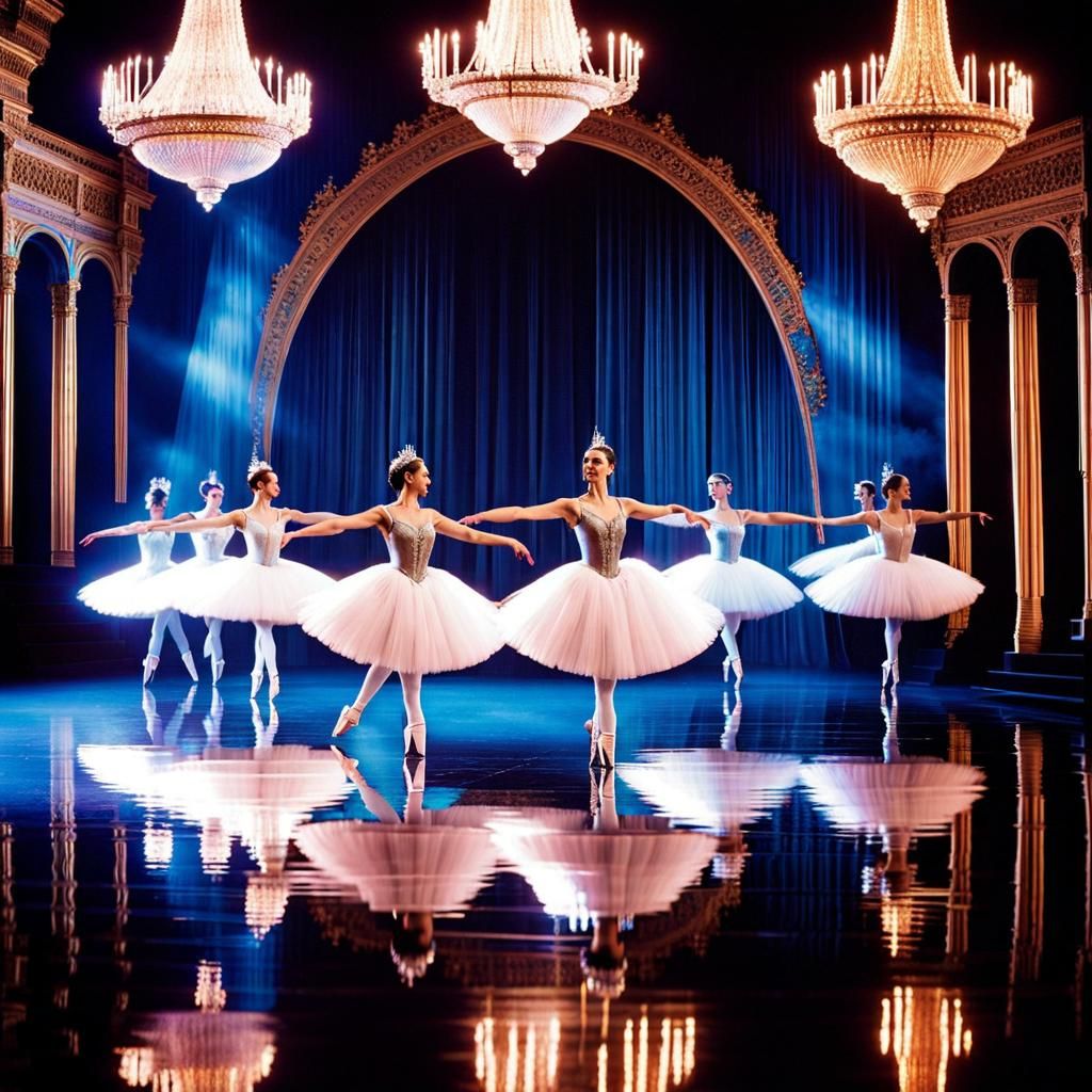 Holographic Moscow Ballet Ballerina in Aetherpunk Style