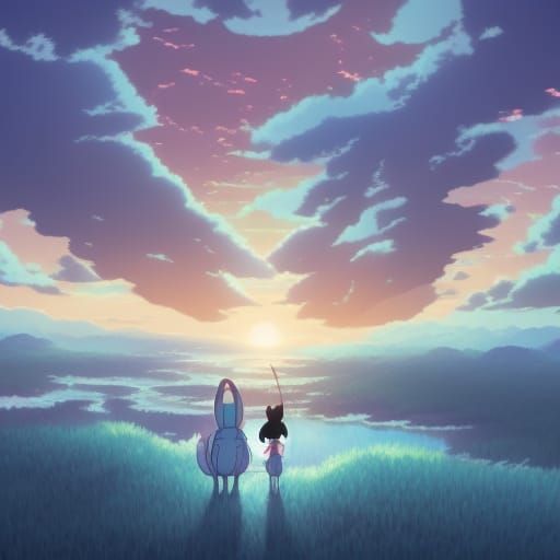 Anime Key Visual in Studio Ghibli Style