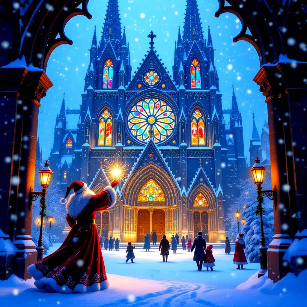 Magician Conjures Festive Christmas Snowstorm at Gothic Cath...