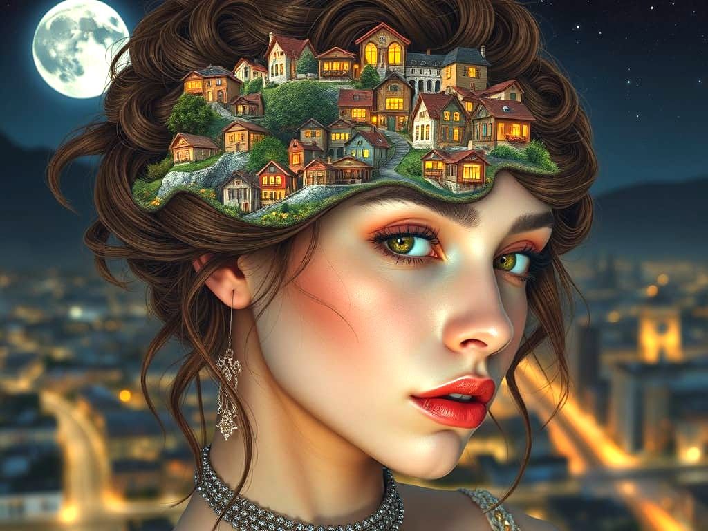 Surreal Miss Acacia With Dreamlike Towns in Her Head