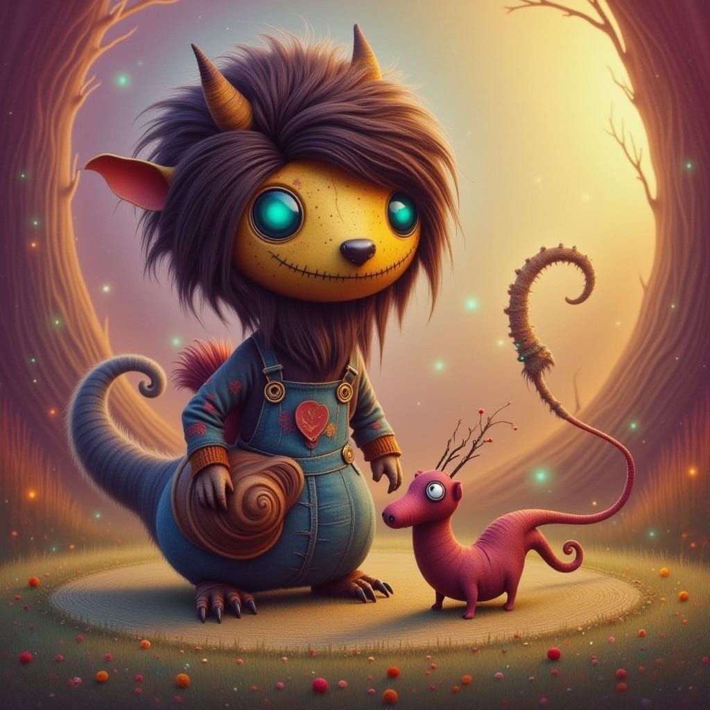 Whimsical Cicada-Inspired Portrait in Vibrant Colors