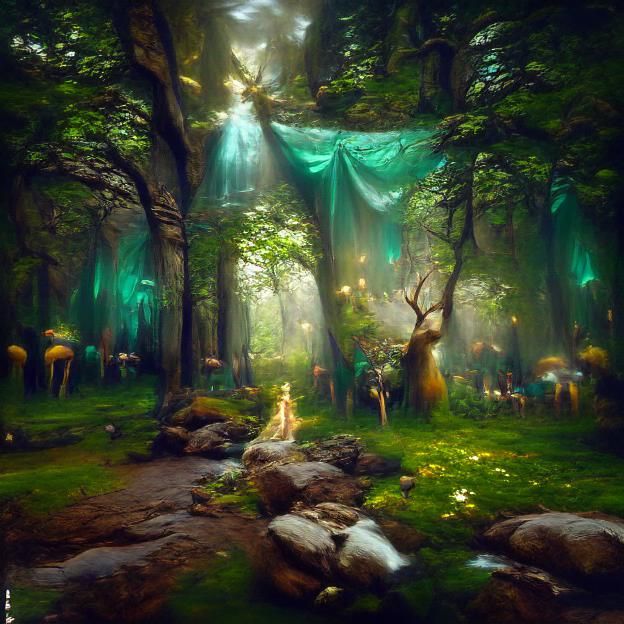 Enchanted Elven Forest: A Luminous Bierstadt-Inspired Landsc...