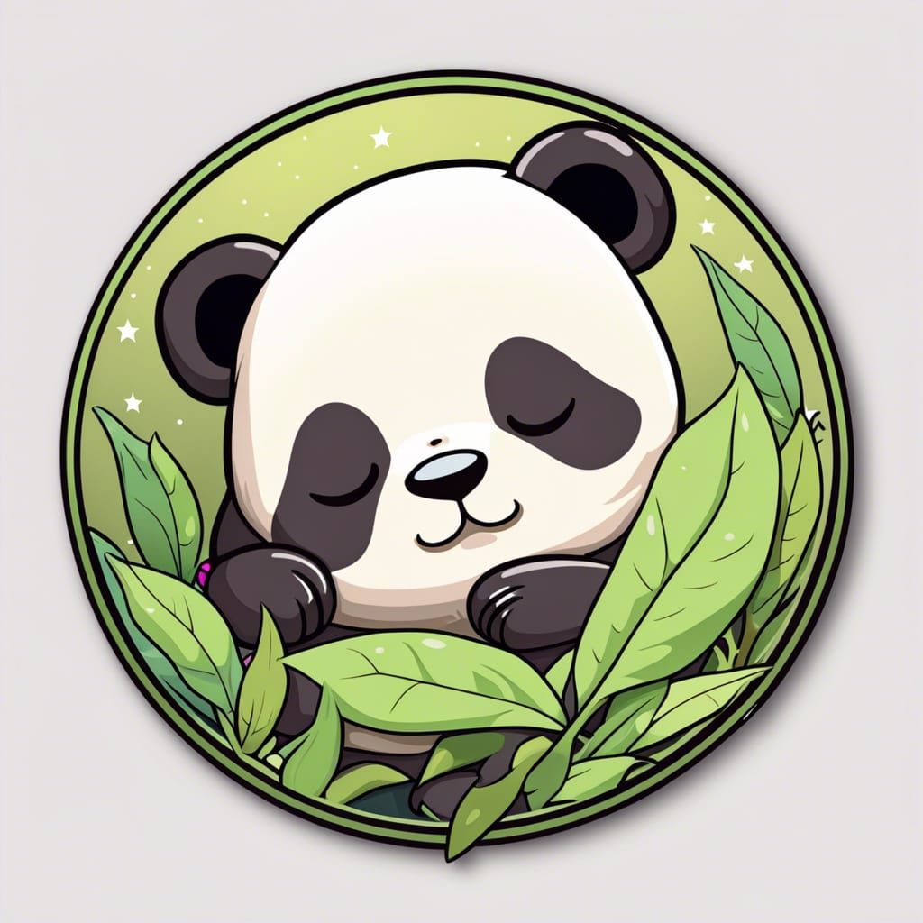 Kawaii Sleeping Panda Sticker Design
