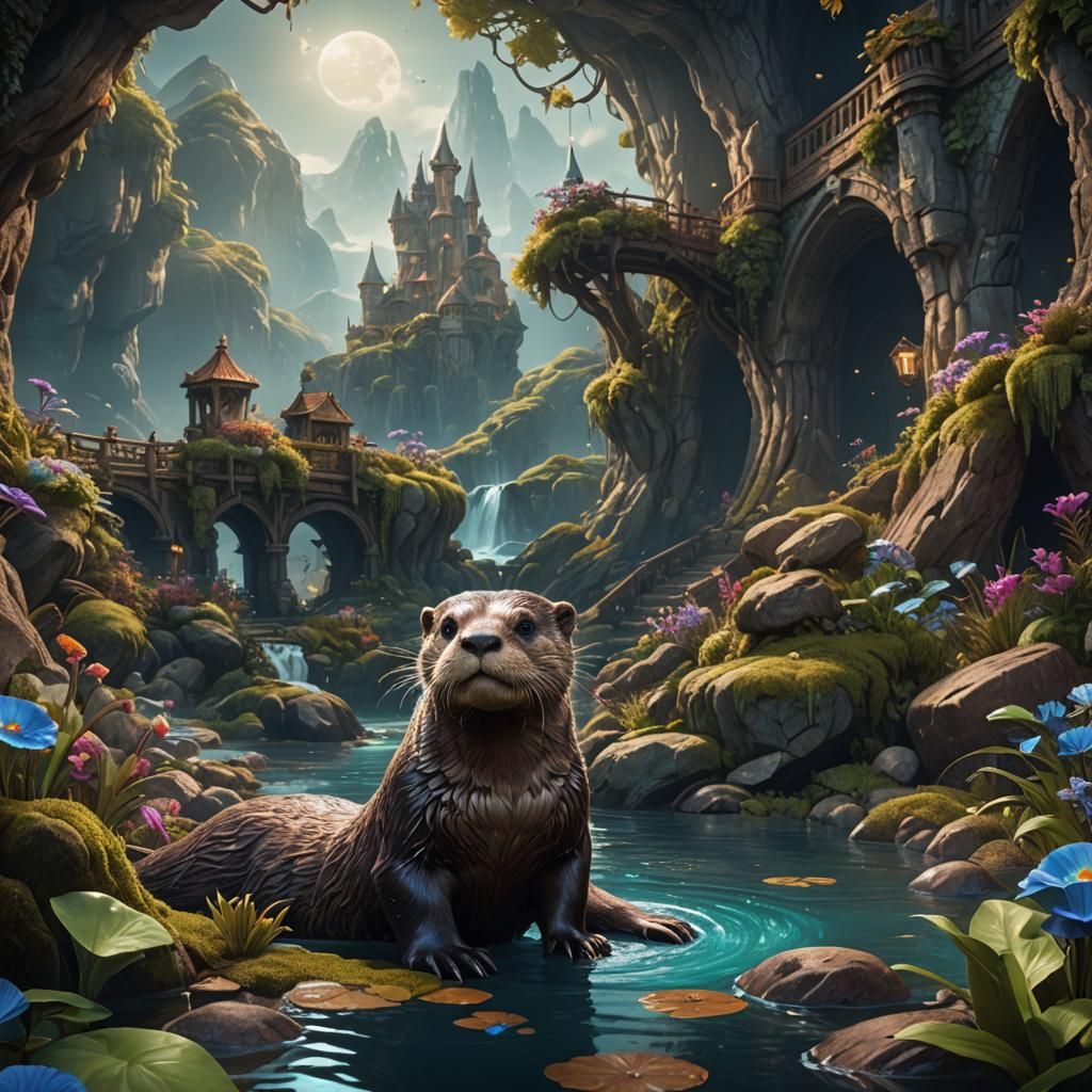 Diamond Otter Fantasy Concept Art in 8K