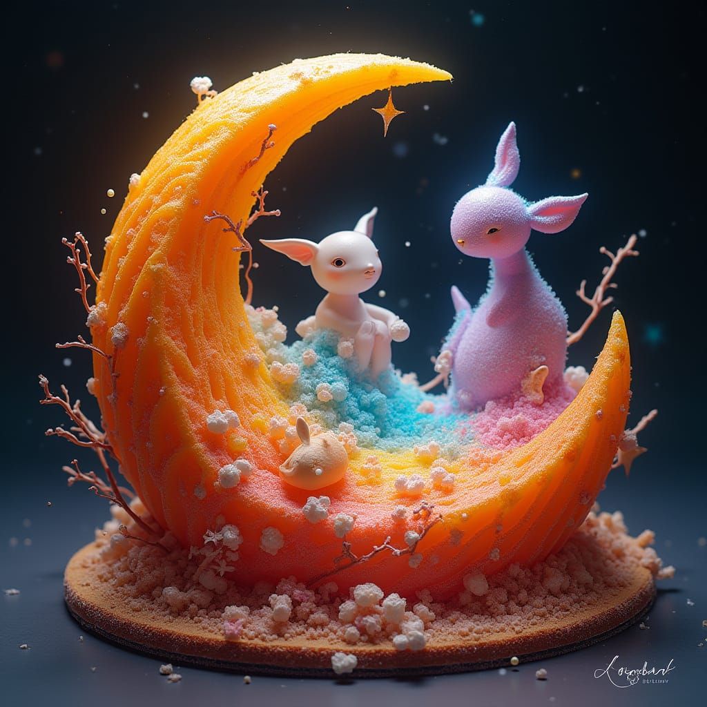 Rainbow Caramel Candy Cake with Celestial Embellishments