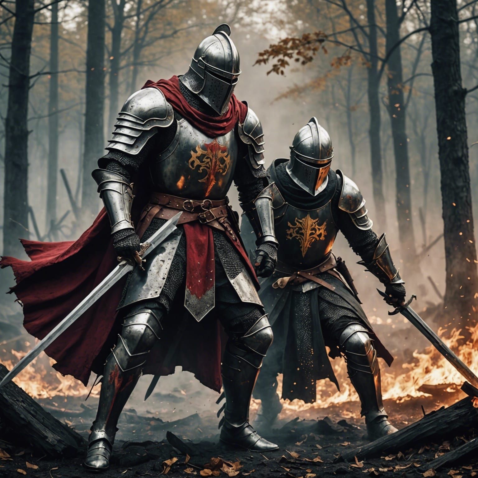 Epic Knight Battle on Volcanic Mountain