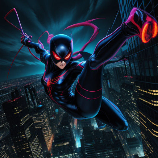 Ninja Spider Girl in Dynamic Comic Book Style