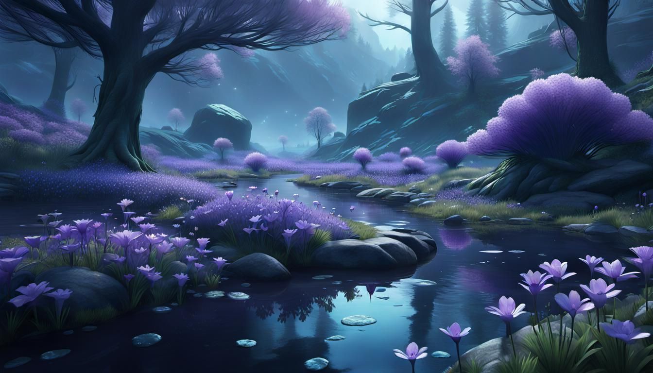 Bioluminescent Gaming Landscape in Rockstar Style