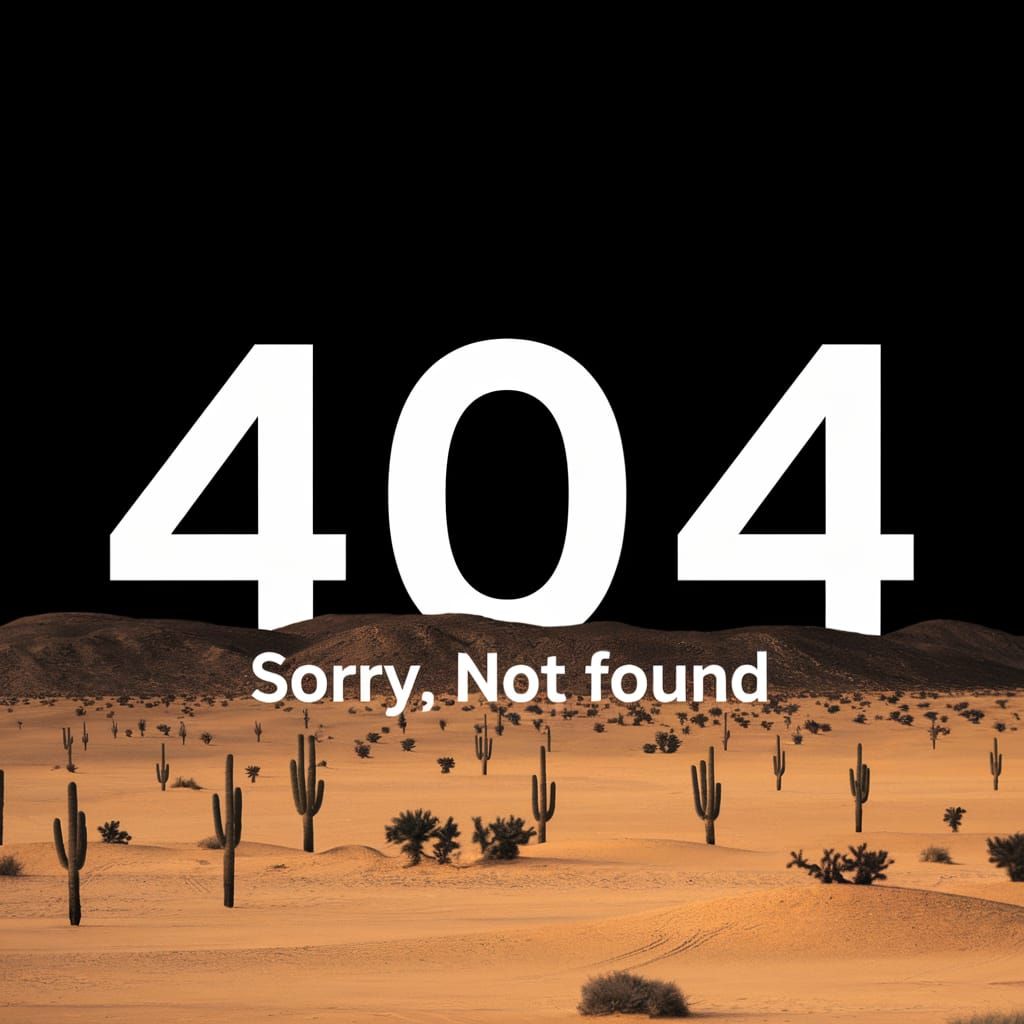 Desolate Desert Landscape with 404 Error Message