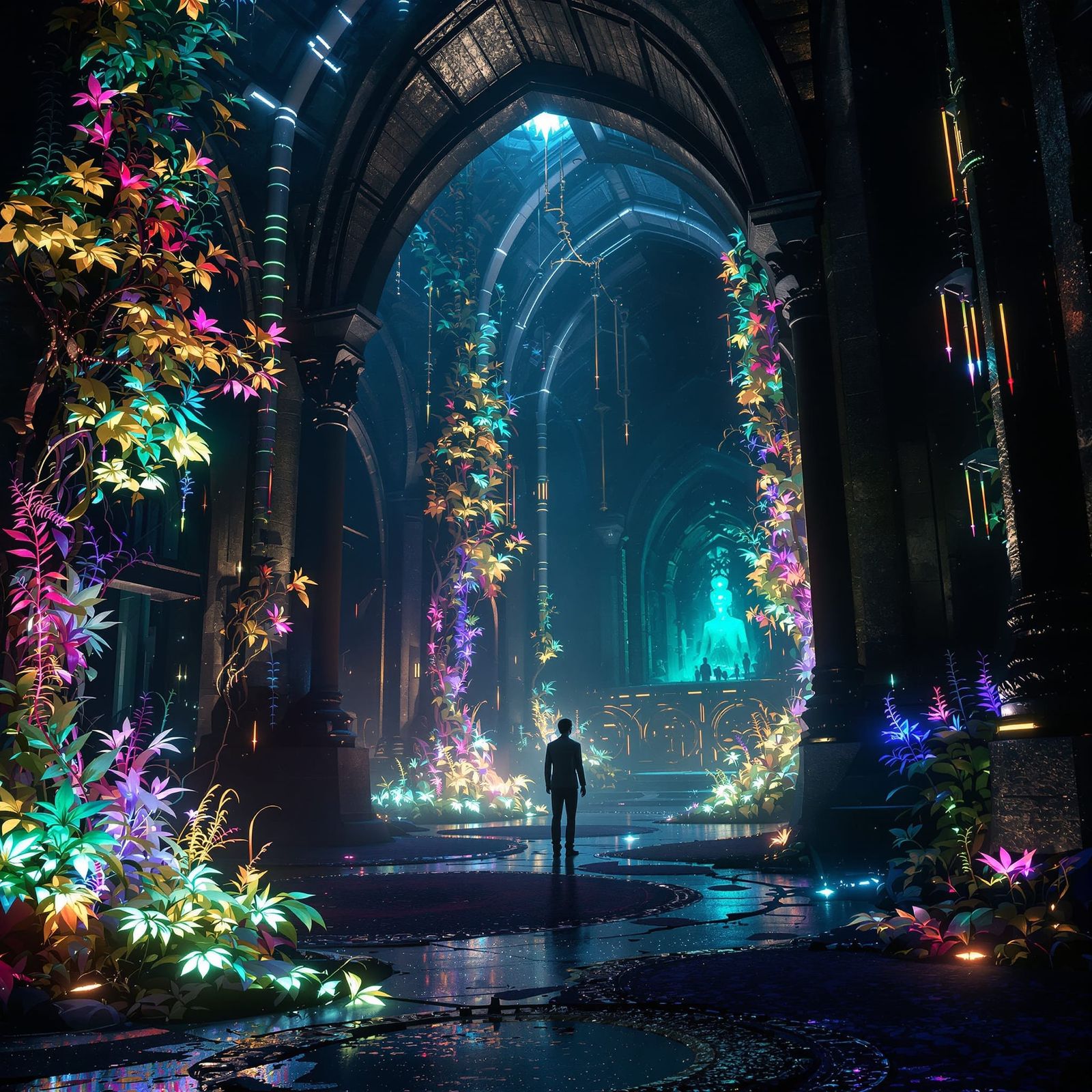 Surreal Awakening in a Gothic-Futuristic Dreamscape