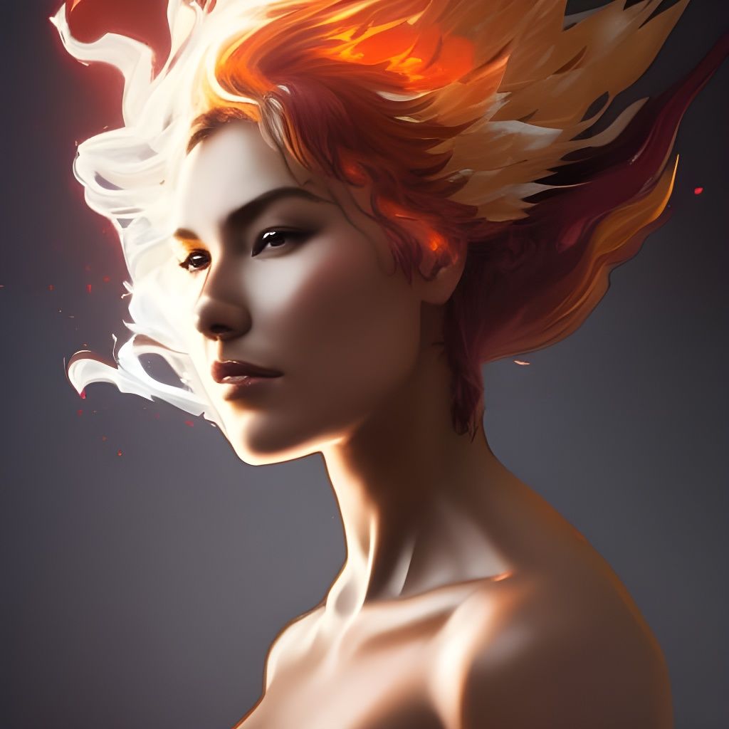 Black Phoenix Portrait in Hyperdetailed Digital Art