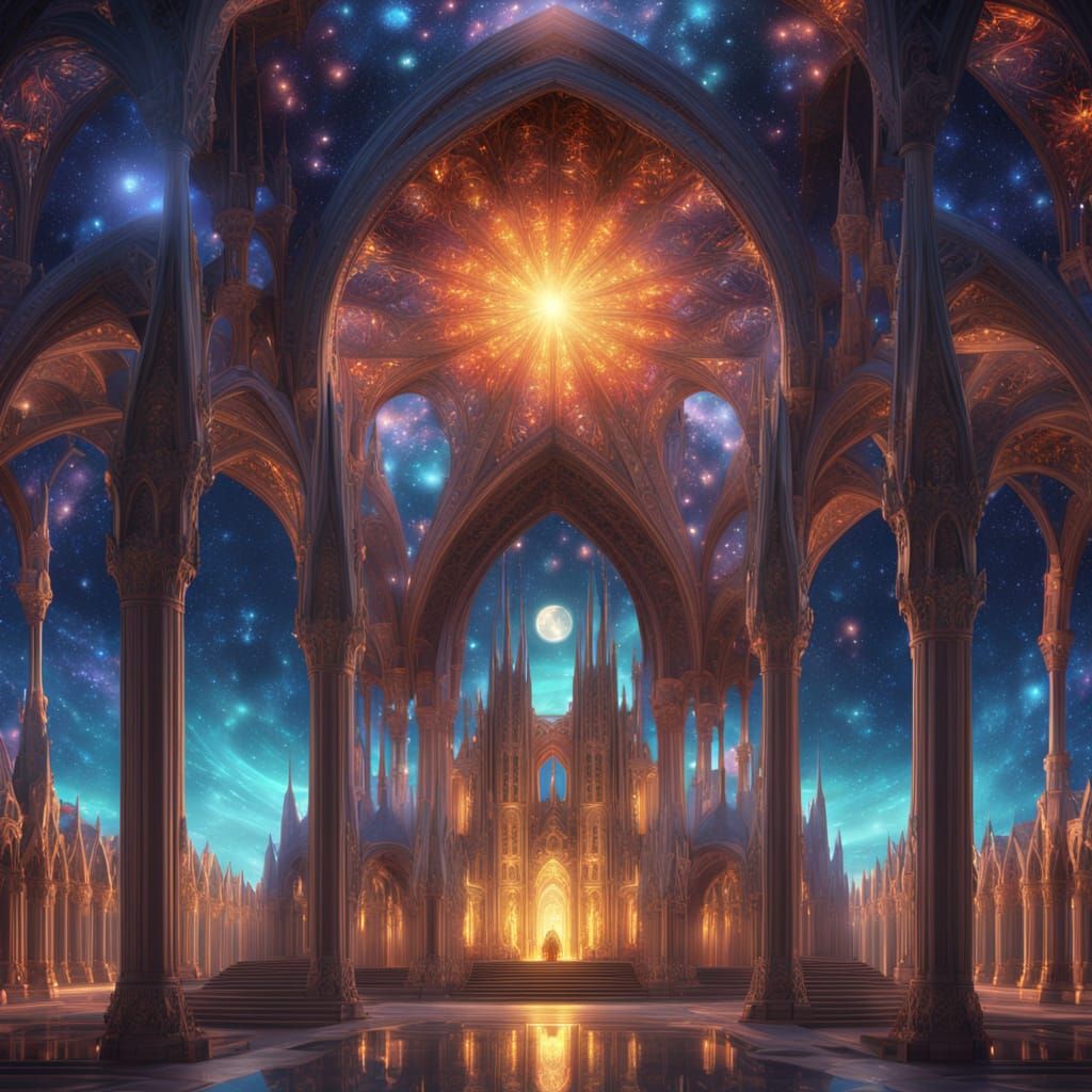 Starlight Cathedral Design in Mucha Style