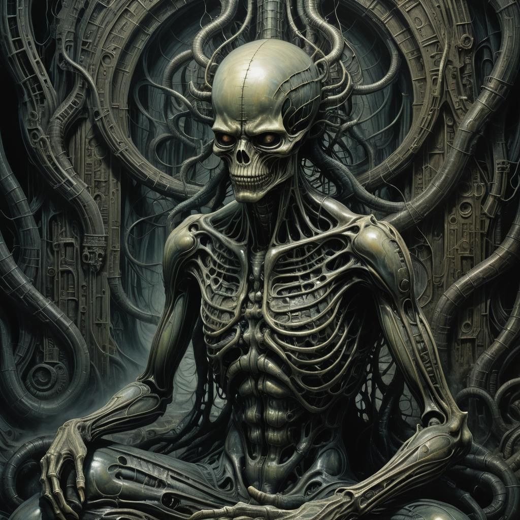 Surreal Dark Art Meditation in Gothic Style